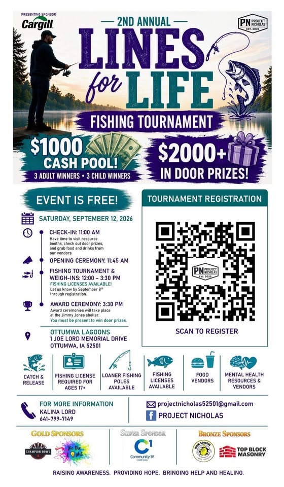 Project Nicholas' Lines for Life Fishing Tournament event poster