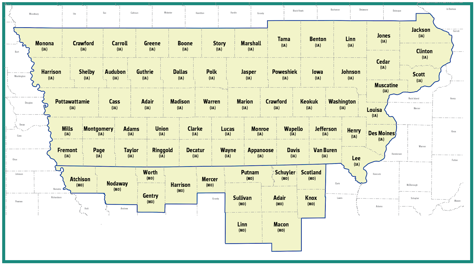 Who We Serve County Map