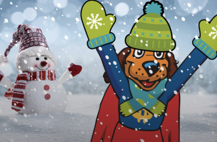 dollar dog in stocking hat