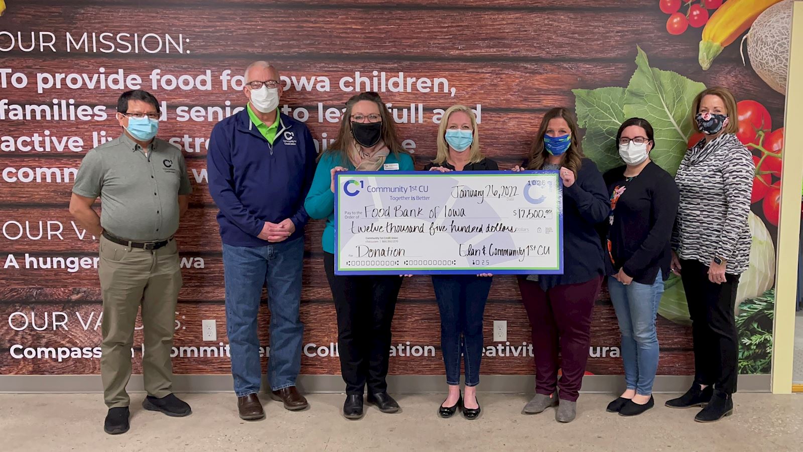 $12,500 donation to Food Bank of Iowa