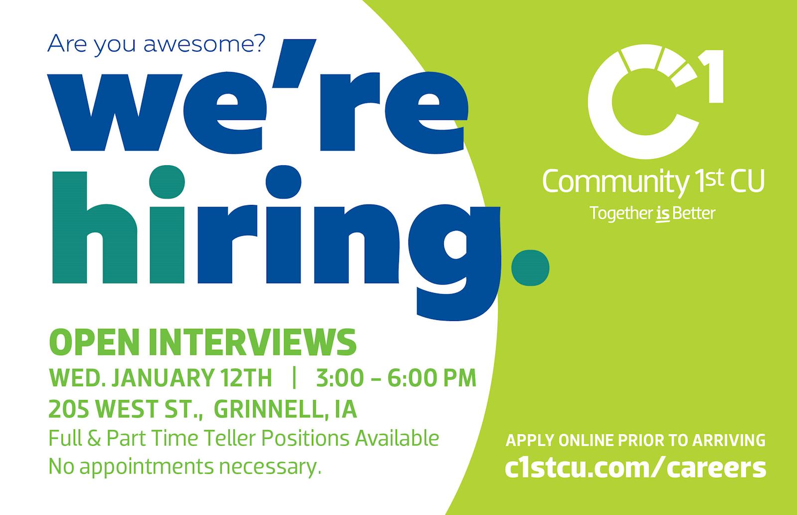 open interviews at grinnell branch
